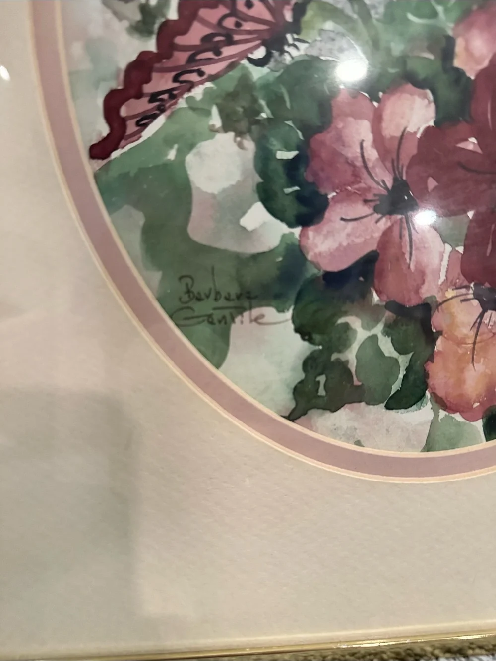 Floral Watercolor Wall Art in Pink and Green - Framed Home Accent